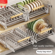 Stainless Steel Dish Storage Rack Kitchen Cabinet Inner Rack Drawer Type Pull Basket Pull-out Cupboard Plate Drain Dish Rack
