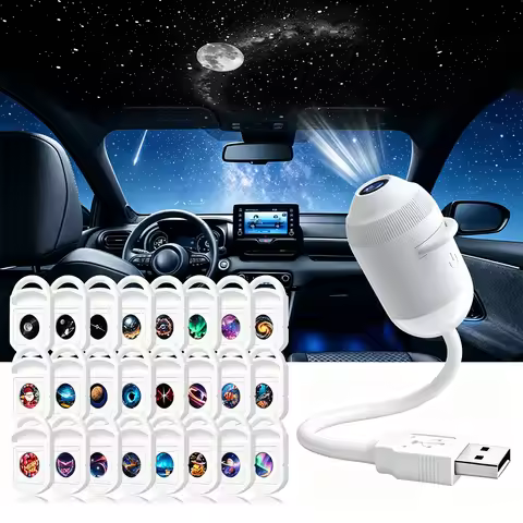 USB car mounted 360 ° adjustable starry sky environment projection light roof starry sky projection 
