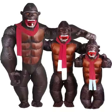 Adult Kid Gorilla Inflatable Costume Cosplay Mascot Halloween Carnival Christmas Gibbon Chimp Monkey