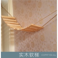 Solid Wood Suspension Bridge Homemade Cat Soft Ladder Climbing Frame Hemp Rope Cat Animal Accessorie