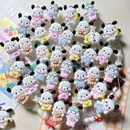 Set of 6 cute Pochaco charms - 3D hard plastic stickers to decorate sandals, crafts, DIY, helmets - 