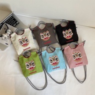 Embroidery Lion Awakening National Trendy Creative Handbag Atmosphere Soft Cute Cultural Creative Fa