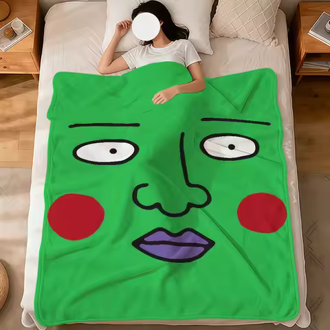 Anime Funny Meme Ekubo Mob P-Psycho 100 Flannel Soft Warm Plush Blanket Sofa Living Room Hogar Bedro
