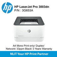 HP LaserJet Pro 3003dn (3G653A) A4 Mono Print only, Duplex, Network, 33ppm Black, 3 Yrs Warranty