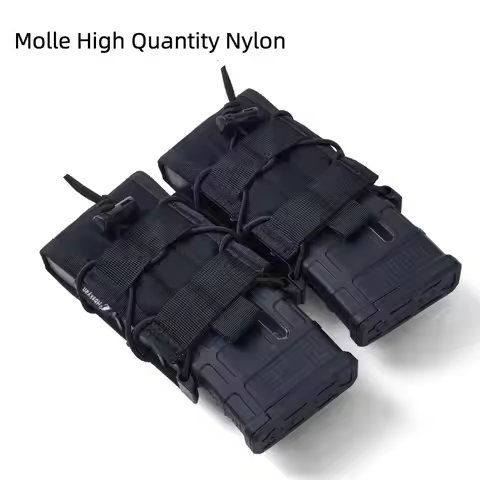 TacticalMolle Double Mag Pouch - 9MM 5.56 Magazine Holder for AK AR M4 AR15 Rifle Hunting Gear