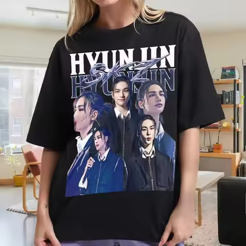 Vintage Hyunjin SKZ Graphic Shirt Hyunjin Y2K Graphic Shirt Vintage Hyunjin Kpop Shirt Gift for her 