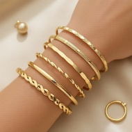 Chic 6-Piece Detachable Circle Bracelet Set, Stackable Elegant for Women