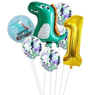 7pcs Dinosaur Number Star Balloon Set Kid Birthday Party Photo Backdrop Decoration