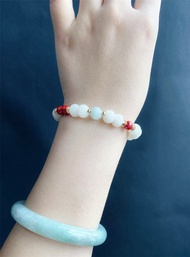 白玉菩提 緬甸玉翡翠 蓮花 帝王硃砂 增福報 手鍊 禮物 平