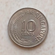 koin antik mata uang singapura 10 cent tahun 1981