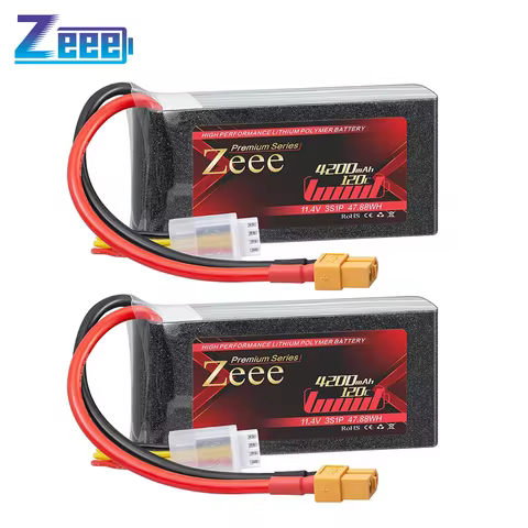 2pcs Zeee 11.4V 4200mAh HV Lipo Battery 3S 120C Shorty with XT60 Plug Softcase for RC Car FPV Drone