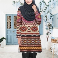 Baju Muslimah Blouse Murah Plus Size Baju Raya 2024 Perayaan Ramadan Cetak Etnik Baju Muslim Baju Muslim Lengan Panjang Baju Atasan Muslimah Jubah Muslimah Wanita Malaysia