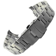 【Worth-Buy】 20มม. 22สเตนเลสสตีลสายรัดข้อมือแบบโค้งสำหรับเปลี่ยน Seiko Skx007 Skx009สายนาฬิกาข้อมือสีเงินสีดำ Skx011