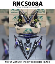 Cover Set Rapido NVX V1 V2 Yamaha Monster Energy Aerox (16) Black NVX155 Hitam aerox155(16) 155 Aerox Motor Accessories