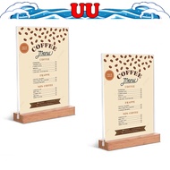 Acrylic Sign Holder Wooden Base T Shape Table Menu Holder Flyer Display Card Holder Stand