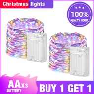 【Buy 1 Get 1 FREE】10m/5M/3M/2M Colorful Battery Powered Firefly Bunch Lights Copper Wire Lights Fairy String Lights Christmas Tree LED String Lights Cafe Christmas Wedding Party Decoration
