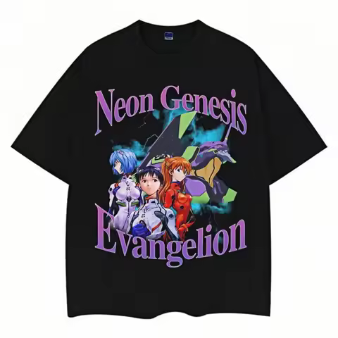 Neon Genesis Evangelion EVA Vintage Anime T-Shirt Unisex Urban Graphic Oversized Comfortable Anime F