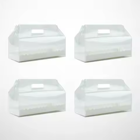 4Pcs Clear Cupcake Boxes with Paper Tray Portable Cake Roll Box Containers for Birthday Anniversary 