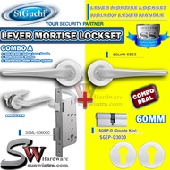 ST GUCHI SGLHR-6863 LEVER MORTISE LOCKSET COMPLETE SET 60MM / 70MM DOUBLE KEY CYLINDRICAL LATCH SGLH