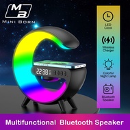 Mini Born 4 In 1 Bluetooth Speaker 10W Multifunctional Wireless Charger LED Atmosphere RGB Night Light Alarm Clock Desk Lamp Bluetooth Speaker  Wireless Charging Modern Speaker