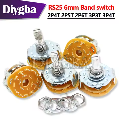 1PCS RS25 6mm Band switch 2P4T 2P5T 2P6T 3P3T 3P4T Selector Band Pole Position Knob Switch Band Swit