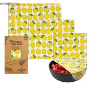 warmhome 3Pcs/Set Reusable Food Fresh Keeping Cloth Storage Food Grade Beeswax Food Wrap Eco Friendly Kitchen Food Packaging Paper WHE
