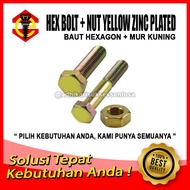 Grade 4.6 Bolt 10 Yellow Bolt Nut/ 6x10 BMK M6x10 Pitch 1.0/