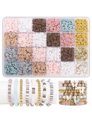 1 caja de cuentas de arcilla para kit de fabricación de pulseras, cuentas para hacer pulseras para adultos, mezcladas con perlas de 8 mm para hacer pulseras, collares y joyas DIY al por mayor