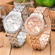 Geneva Brand Women Gold Stainless Quartz Crystal Casual Wrist Watch Rhie Relogio
