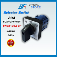 BF ซีเล็คเตอร์สวิทช์ สวิทช์บิด 3P FOR-OFF-REV 20A 380VAC Selector Switch LW28-20A