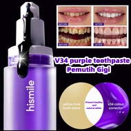 Hismile V34 purple toothpaste hismile colour corrector Whitening teeth karang gigi Ubat Pemutih Gigi