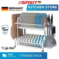 SASIT Kitchen Dish Rack 2/3 Tier Layer With Accessories Drainer Organizer Storage Rack 304 Stainless Steel Dish Rack d311
