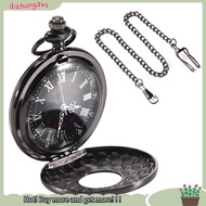 [dizhong2vs]Vintage Steampunk Black Roman Numerals Necklace Quartz Pendant Pocket Watch Gift