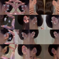 Delicate Crystal Long Tassel Chain Clip Earrings Ladies Simple Fake Cartilage Earings Jewelry Gift