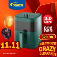 PowerPac Air Fryer 3.0L with Large Window, Mini Air Fryer, Air Fryer for Reheating (PPAF636A)