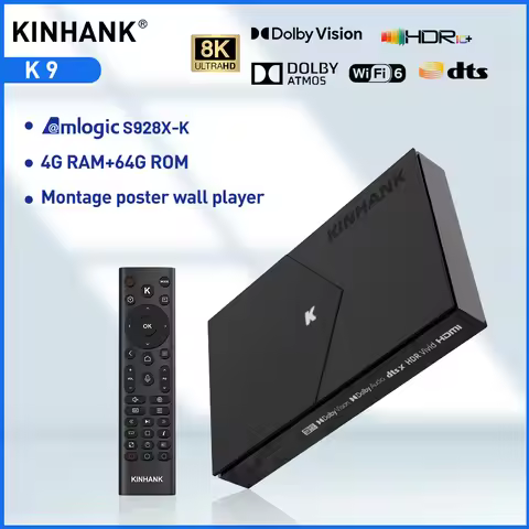 KINHANK K9 Smart TV Box 8K Amlogic S928X-K ISO BDMV 4GB 64GB Dolby Vision Atmos HDR10+ Set Top Box w