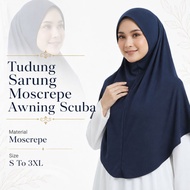 Tudung Sarung Moscrepe Awning Scuba | Plus Size S hingga 3XL | Warna Hitam & Biru Gelap