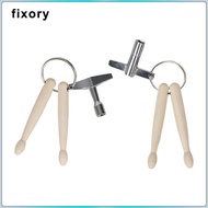 [fixory] Mini Drumstick Keychain Multifunctional Percussion Accessory with Drum Tuning Tool for Musi