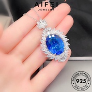 AIFEI JEWELRY Chain Silver Sapphire Pendant Perempuan Leher For Accessories Necklace Women Original Temperament 925 Korean Sterling Perak Rantai 純銀項鏈 N1597