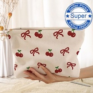 Bow Cosmetic Bag Corduroy Bag Large Capacity Portable Travel Toiletry Bag With Zip Cosmetics I7e5