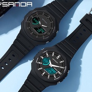 SANDA Men Watches Black and White G style Sport Watch LED Digital Waterproof Casual Watch S Shock Male Clock