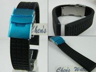 錶帶屋 20mm 百達翡麗花紋代用鏽鋼製單折扣矽膠錶帶
