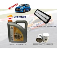 PACKAGE- REPSOL 10W-30 GXR7 PCMO ACTION SERIES ENGINE OIL- 4L+ PERODUA MYVI OIL FILTER + MYVI 1.3/1.