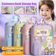 Mesh Zipper Pouch Students Stationery Book Storage Bag Large Opening Subject Classification File Bag