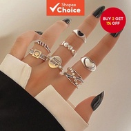 Fashion Set Ring Plain Ring Heart Ring 7-Piece Set