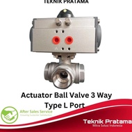 Actuator Ball Valve 3 Way Type L Port Double Acting Size 1 1/2 Inch