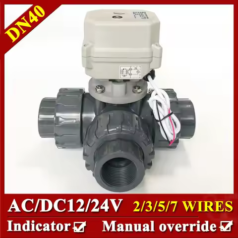 DN40 1-1/2“ True Union UPVC Mixing Valve 3 Way DC12V DC24V AC24V Electric Motor Control Valve IP67 C