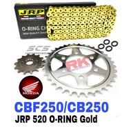 JRP Sprocket Set Honda CB250 520 O-Ring Gold Chain Rantai Emas CB250R CBF250 Accessories Motor O-Rin