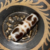 🇲🇾268DZI🚀 莲师法帽天珠 / Moss Agate Lotus Dharma Hat Dzi / Antique Look Manik Tibet Sky Kingdom Destiny Au