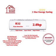 Sharp 2hp Non Inverter Aircond AHA18WCD & AUA18WCD Sharp R32 2.0hp Eco Non Inverter Aircond